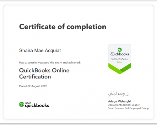 Quickbooks Certificate